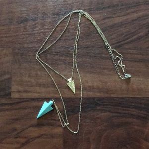 Turquoise and Gold Pendant Necklace